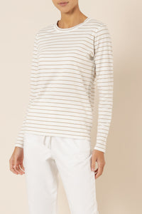 Nude Lucy ava long sleeve tee stripe tan stripe top