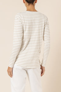 Nude Lucy ava long sleeve tee stripe tan stripe top