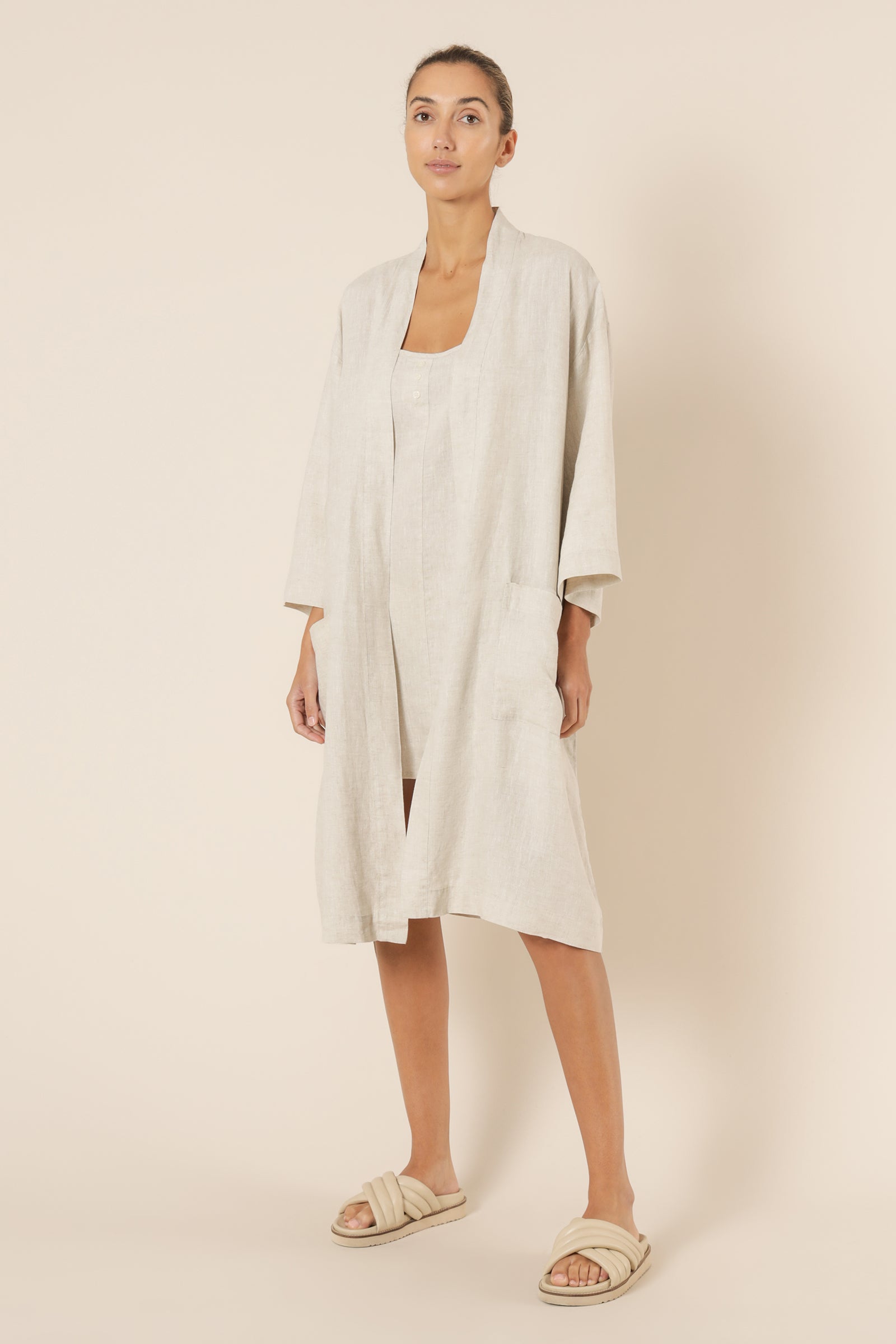 Nude Lucy Nude Lounge Linen Robe Natural 