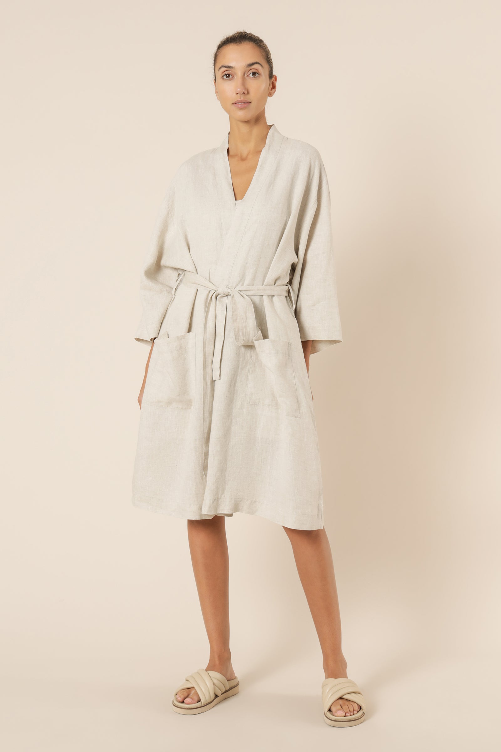 Nude Lucy nude lounge linen robe natural