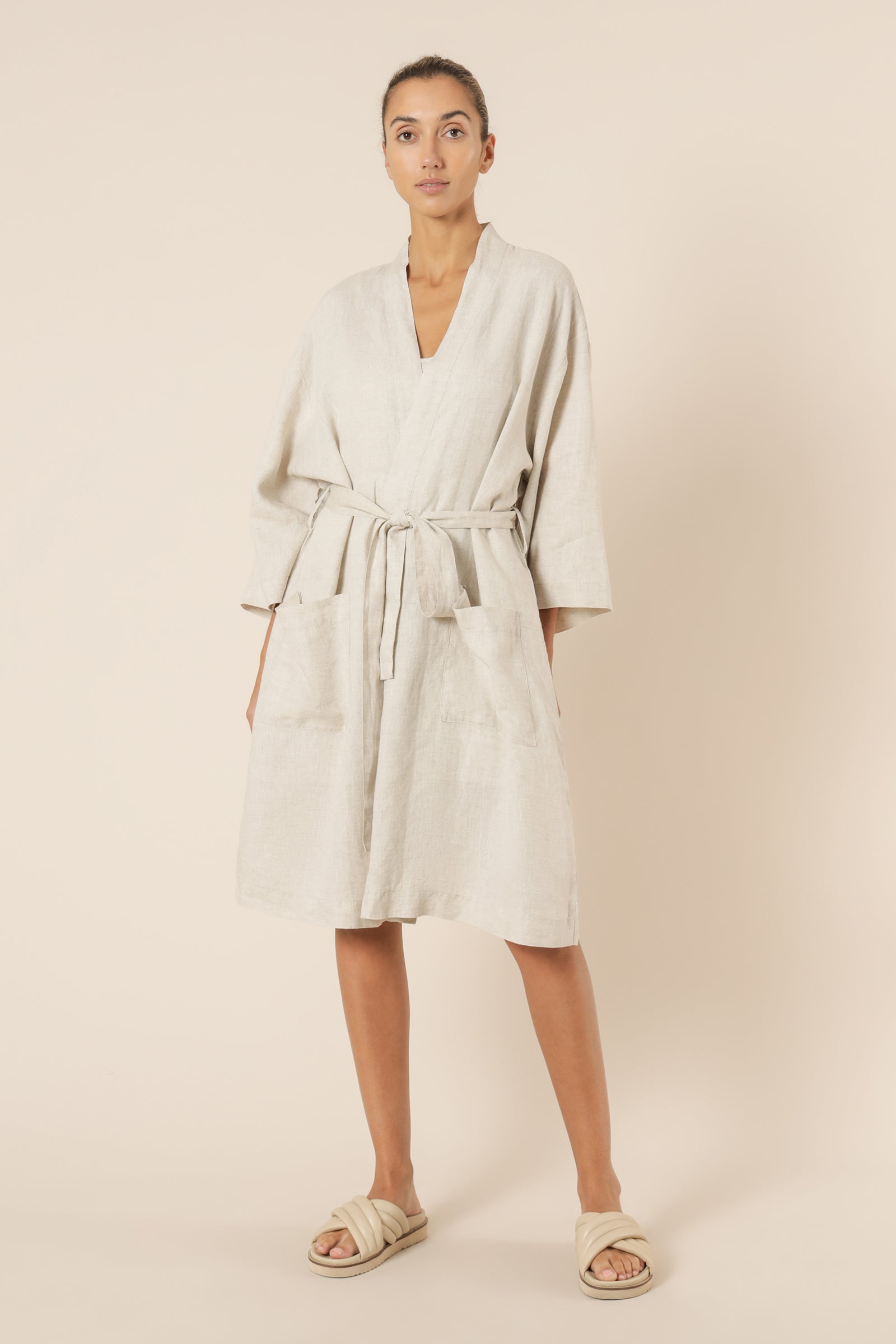 Nude Lucy Nude Lounge Linen Robe Natural 