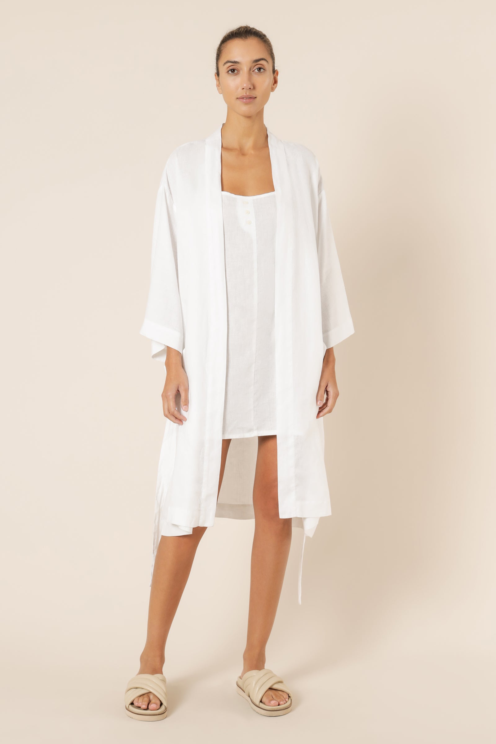 Nude Lucy nude lounge linen robe white