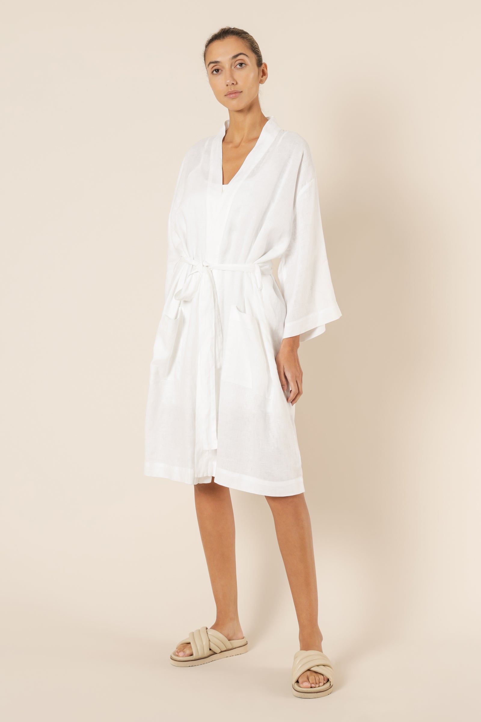 Nude Lucy Nude Lounge Linen Robe White 