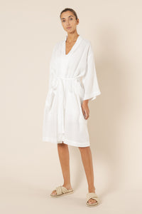 Nude Lucy nude lounge linen robe white
