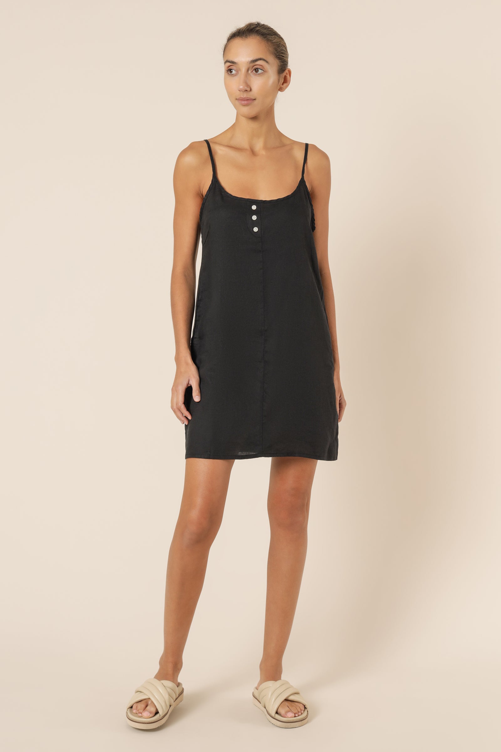 Nude Lucy Nude Linen Lounge Dress Black Dress 