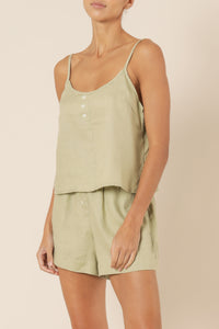 Nude Lucy nude linen lounge cami washed sage top