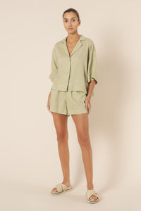 Nude Lucy nude lounge linen shirt washed sage shirt