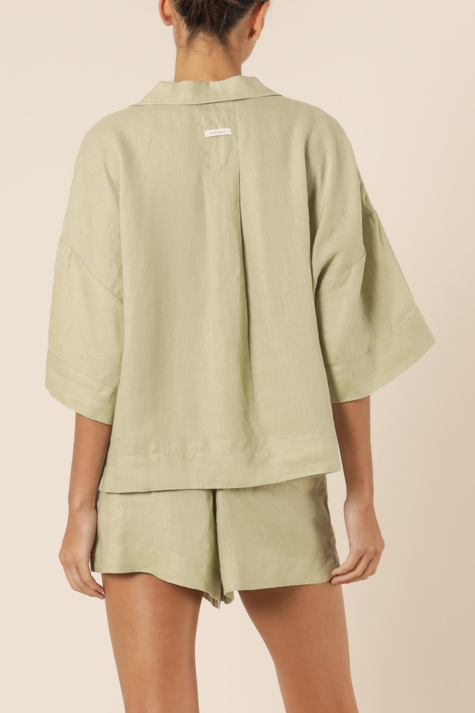 Nude Lucy Nude Lounge Linen Shirt Washed Sage Shirt 
