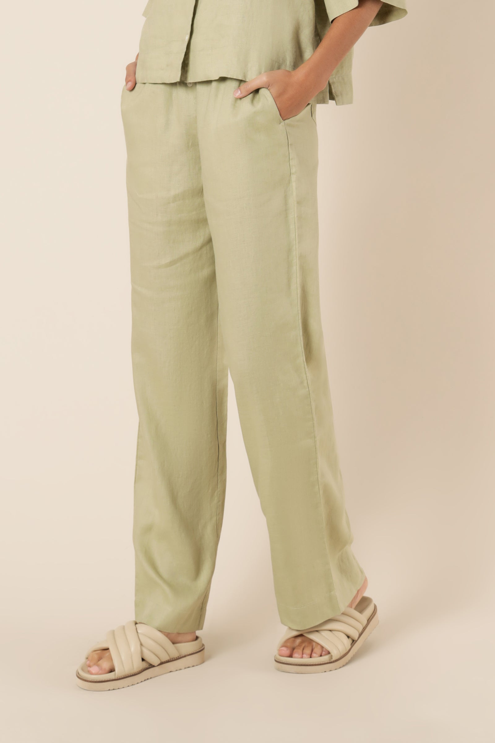 Nude Lucy Nude Linen Lounge Pant Washed Sage Pants 
