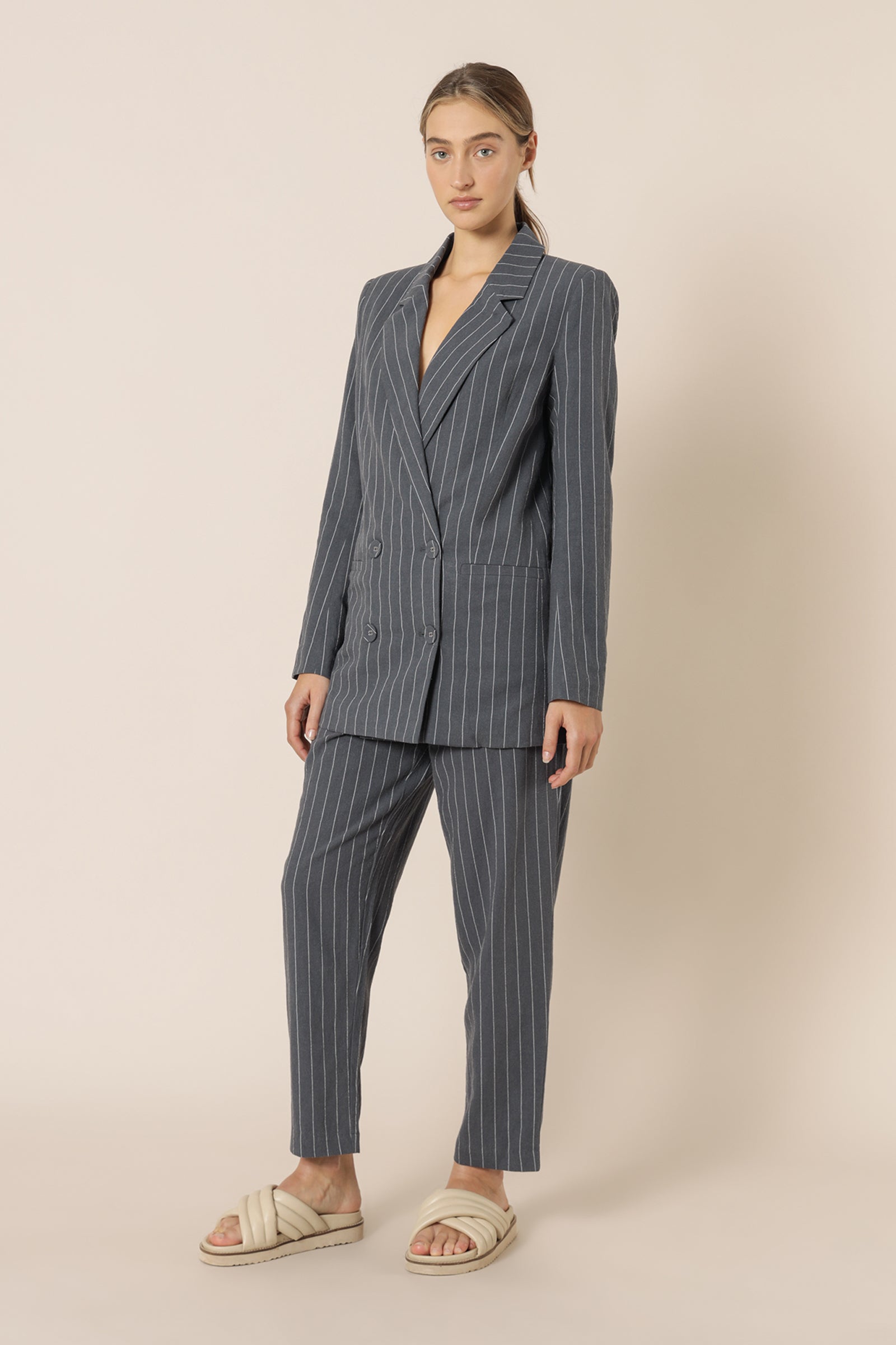 Nude Lucy Finley Pinstripe Blazer Navy Pinstripe Jackets 