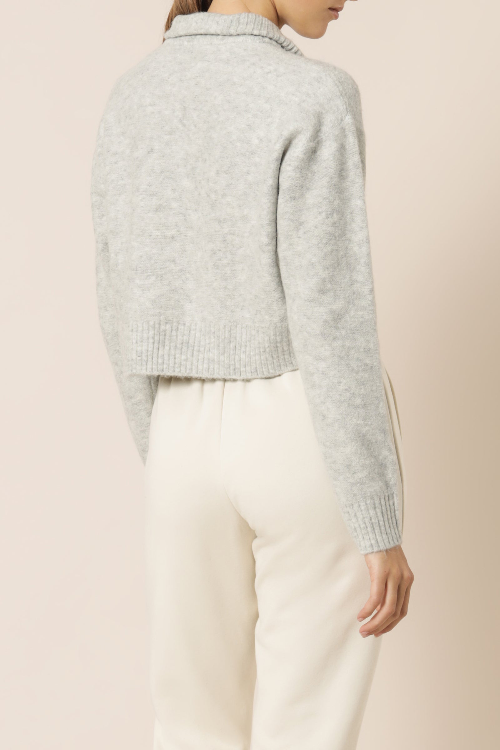 Nude Lucy Aiden Zip Up Knit Jumper Snow Marle Knits 