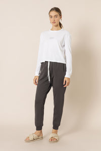 Nude Lucy nude classics long sleeve slogan tee white top