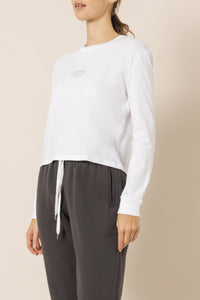 Nude Lucy nude classics long sleeve slogan tee white top