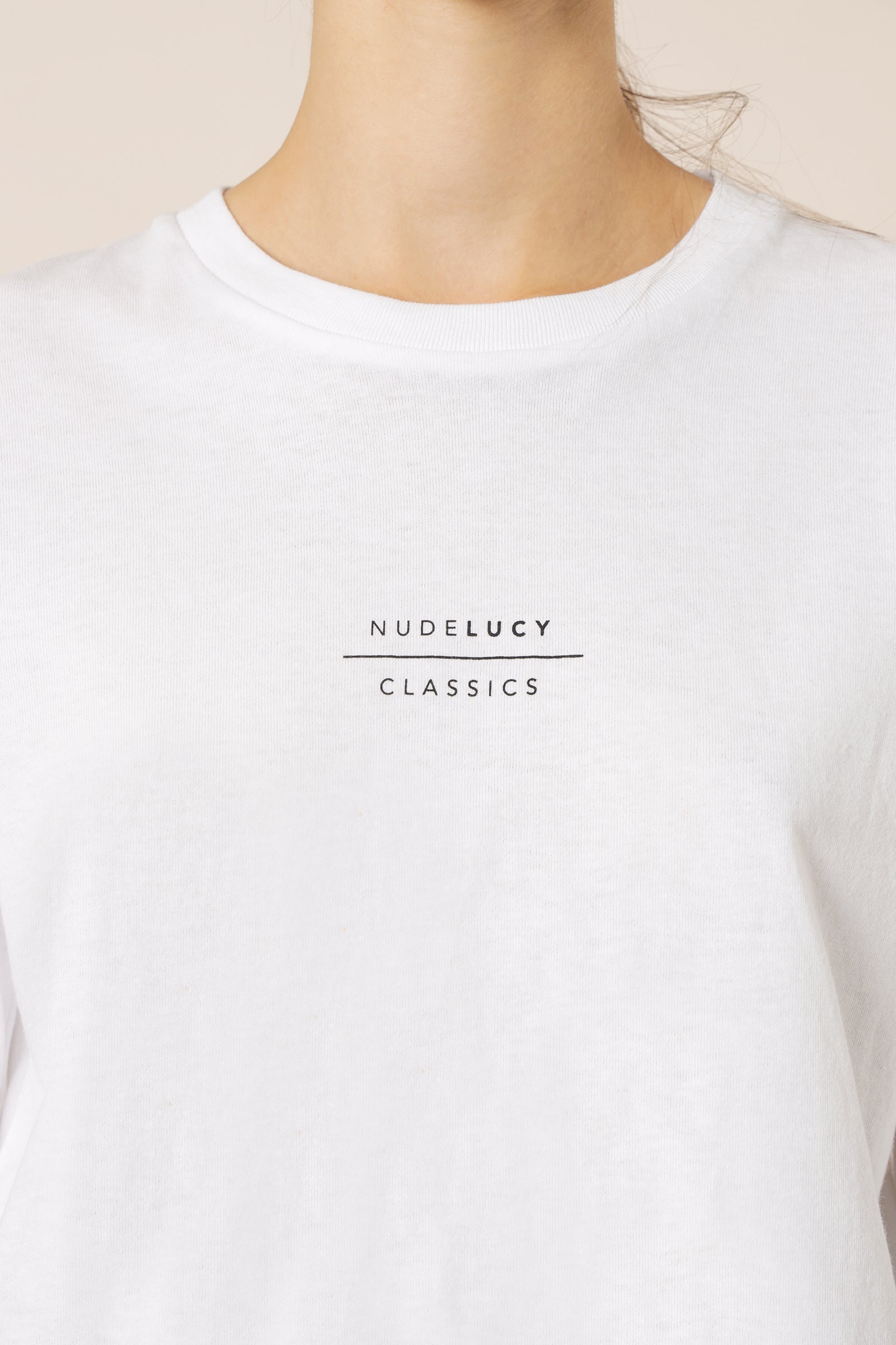 Nude Lucy nude classics long sleeve slogan tee white top