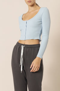 Nude Lucy kaia waffle long sleeve tee sky top