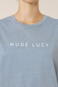 Nude Lucy Nude Lucy washed slogan tee denim blue top