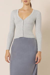 Nude Lucy nude classic knit cardi grey marle knits