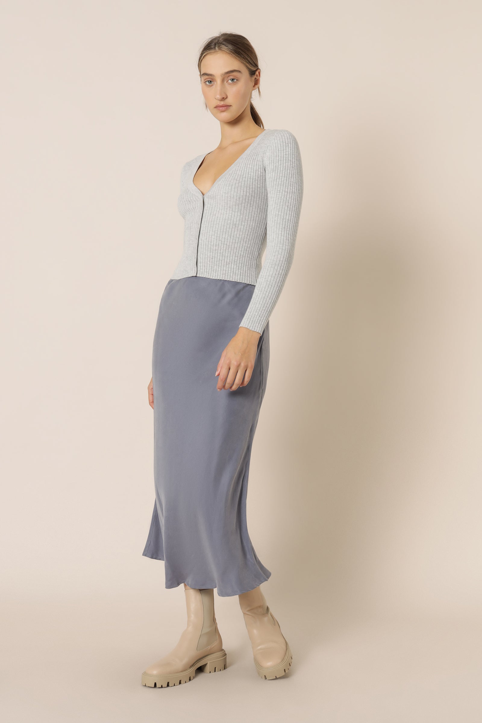 Nude Lucy Nude Classic Knit Cardi Grey Marle Knits 