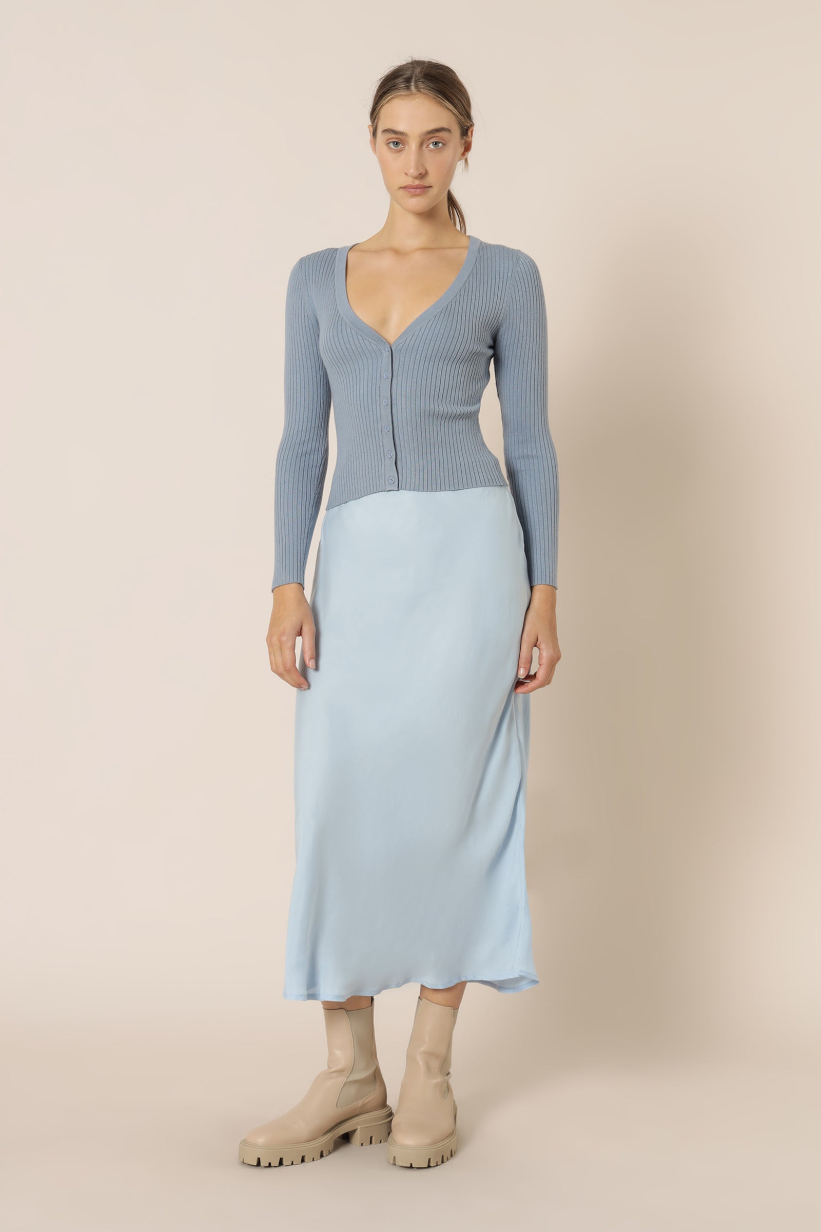 Nude Lucy Nude Classic Knit Cardi Denim Blue Knits 