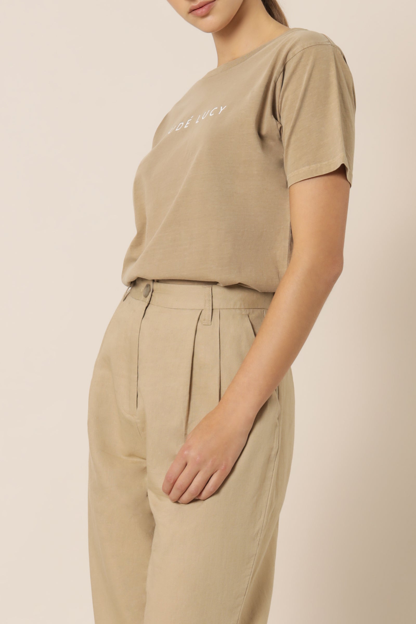 Nude Lucy Nude Lucy Washed Slogan Tee Tan Top 
