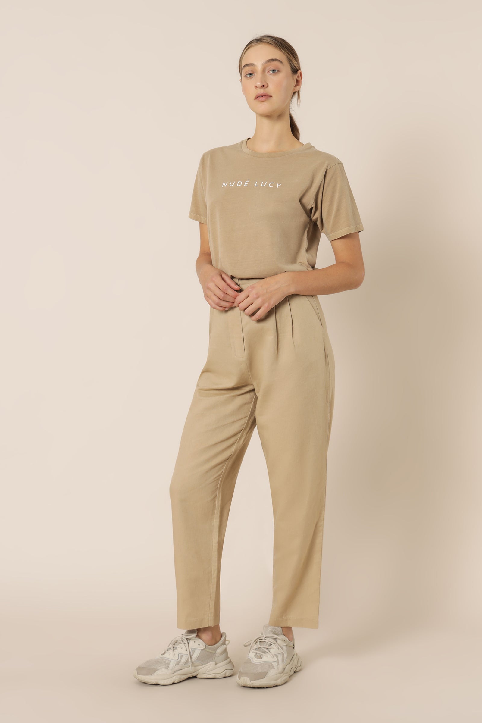Nude Lucy Nude Lucy Washed Slogan Tee Tan Top 