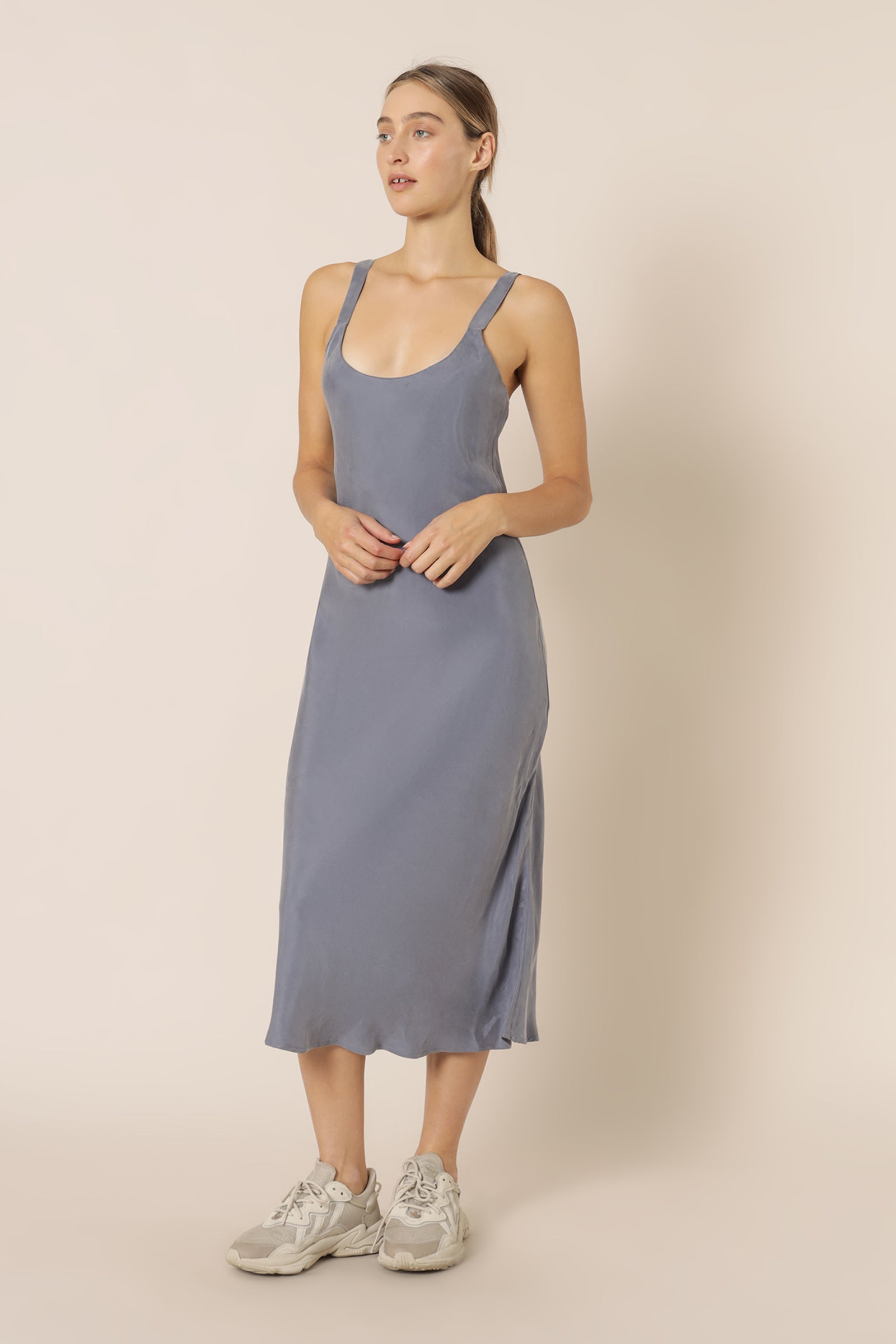 Nude Lucy esme cupro slip dress washed navy dress