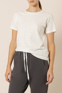 Nude Lucy harper basic crew neck tee cream stripe top