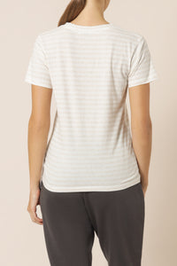 Nude Lucy harper basic crew neck tee cream stripe top