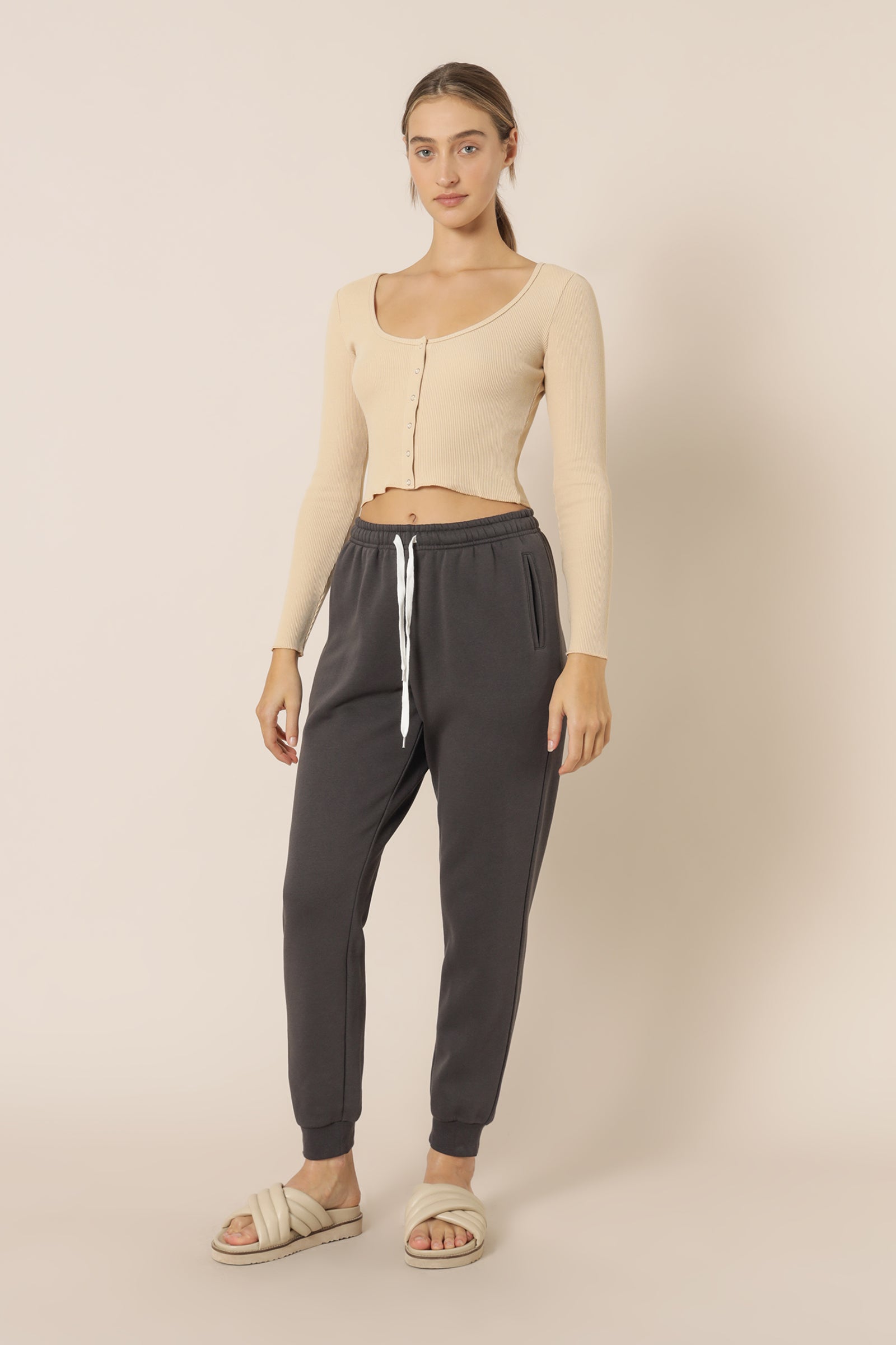 Nude Lucy Kaia Waffle Long Sleeve Tee Honey Top 