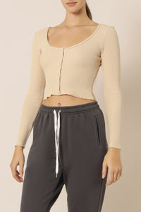 Nude Lucy kaia waffle long sleeve tee honey top