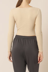 Nude Lucy kaia waffle long sleeve tee honey top