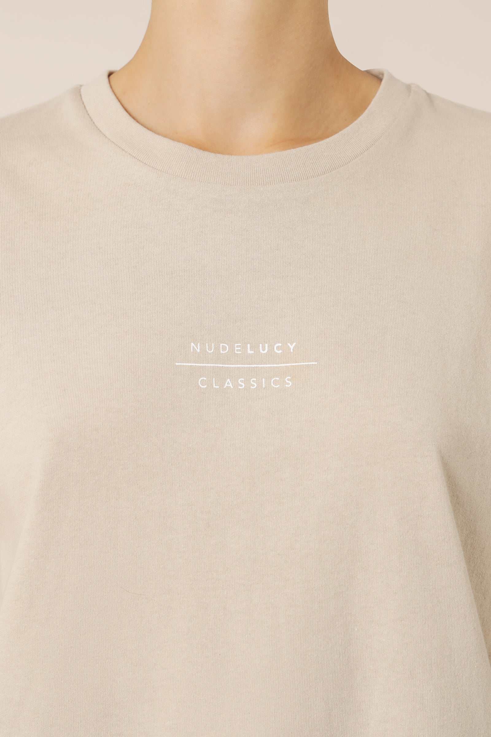 Nude Lucy Nude Classics Long Sleeve Slogan Tee Stone Top 