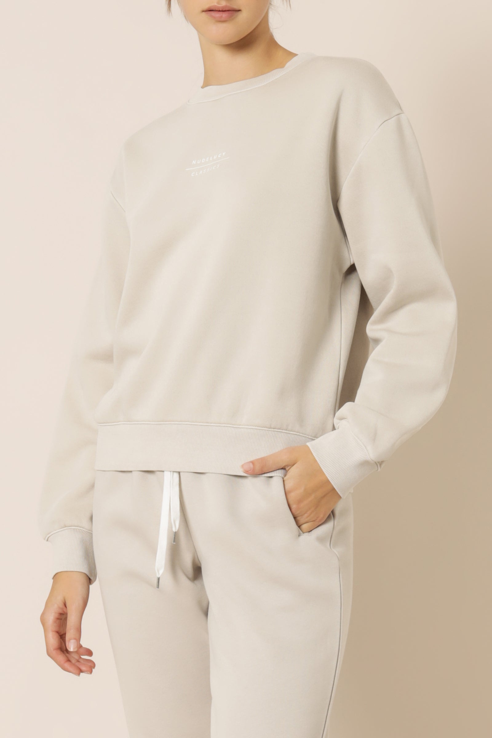 Nude Lucy nude classics slogan sweat stone sweats