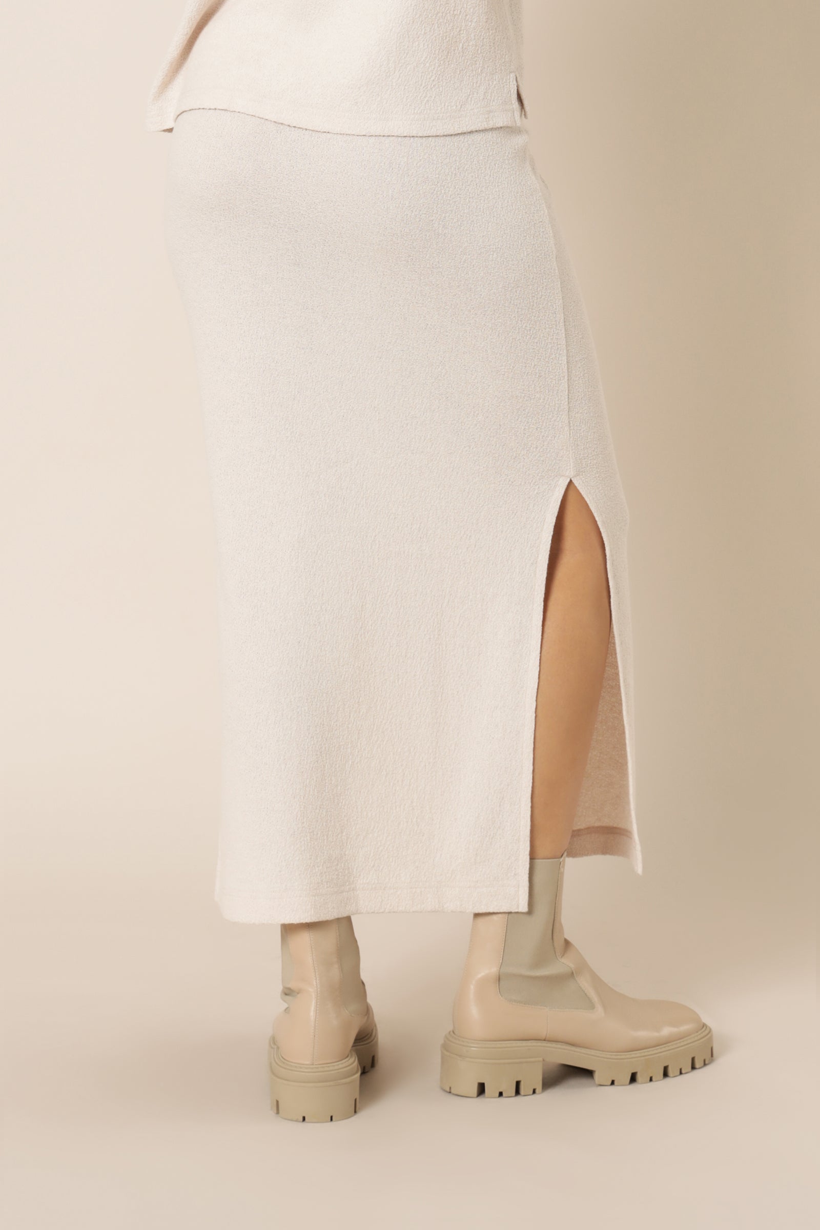 Nude Lucy Bowie Textured Midi Skirt Oat Skirt 