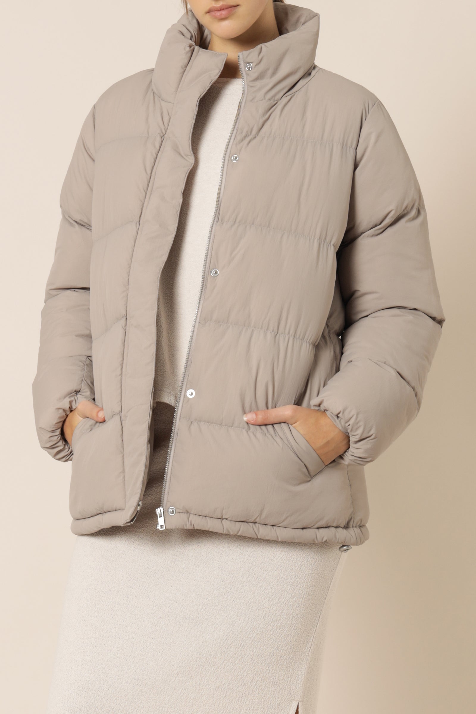 Nude Lucy topher longline puffer taupe jackets