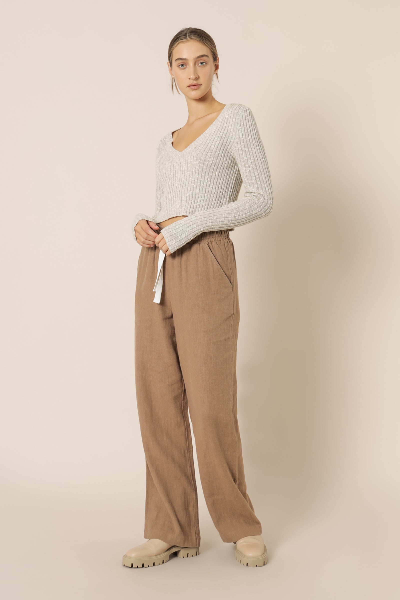 Nude Lucy Jamie V Neck Knit Stone Knits 