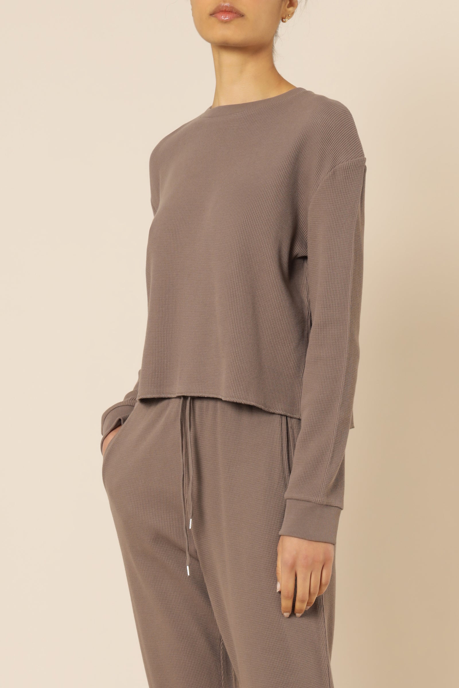 Nude Lucy Uma Waffle Crew Neck Ash Sweats 