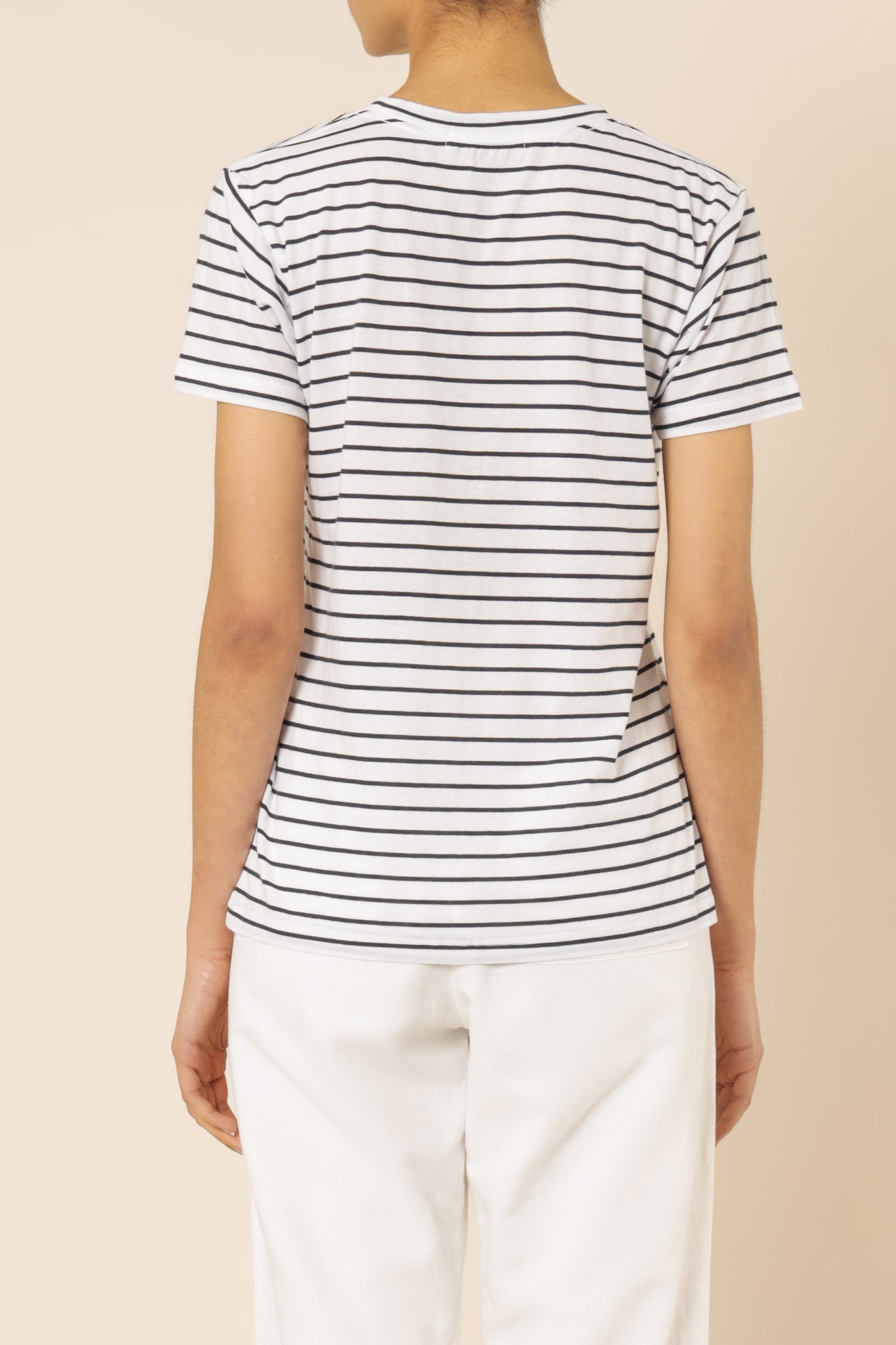 Nude Lucy Harper Organic Crew Neck Tee Navy Stripe Tees 