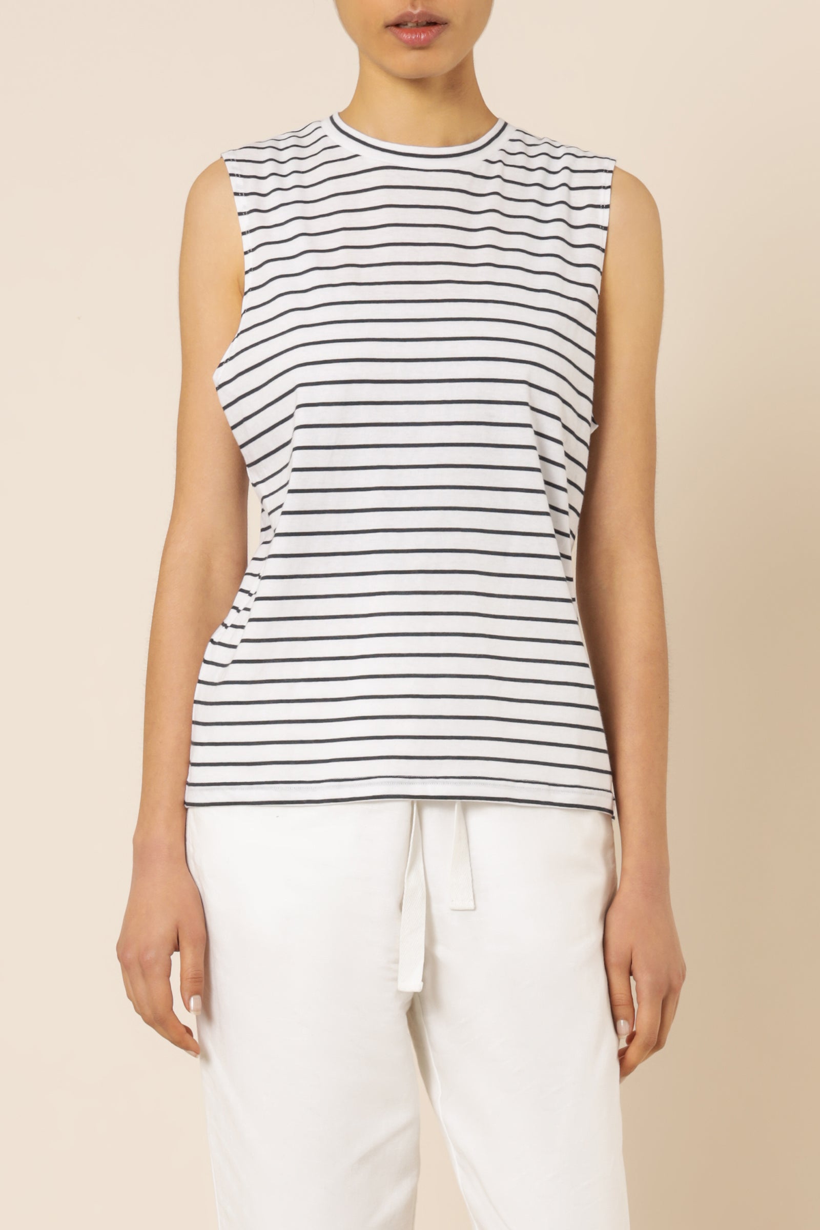 Nude Lucy Keira Organic Muscle Tank Navy Stripe Tees 