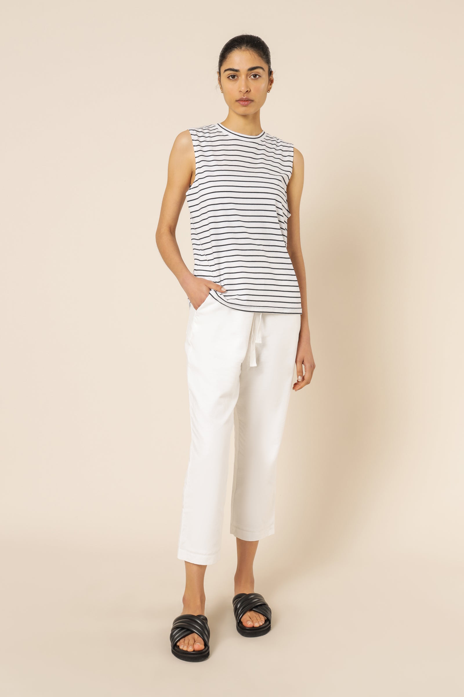 Nude Lucy Keira Organic Muscle Tank Navy Stripe Tees 