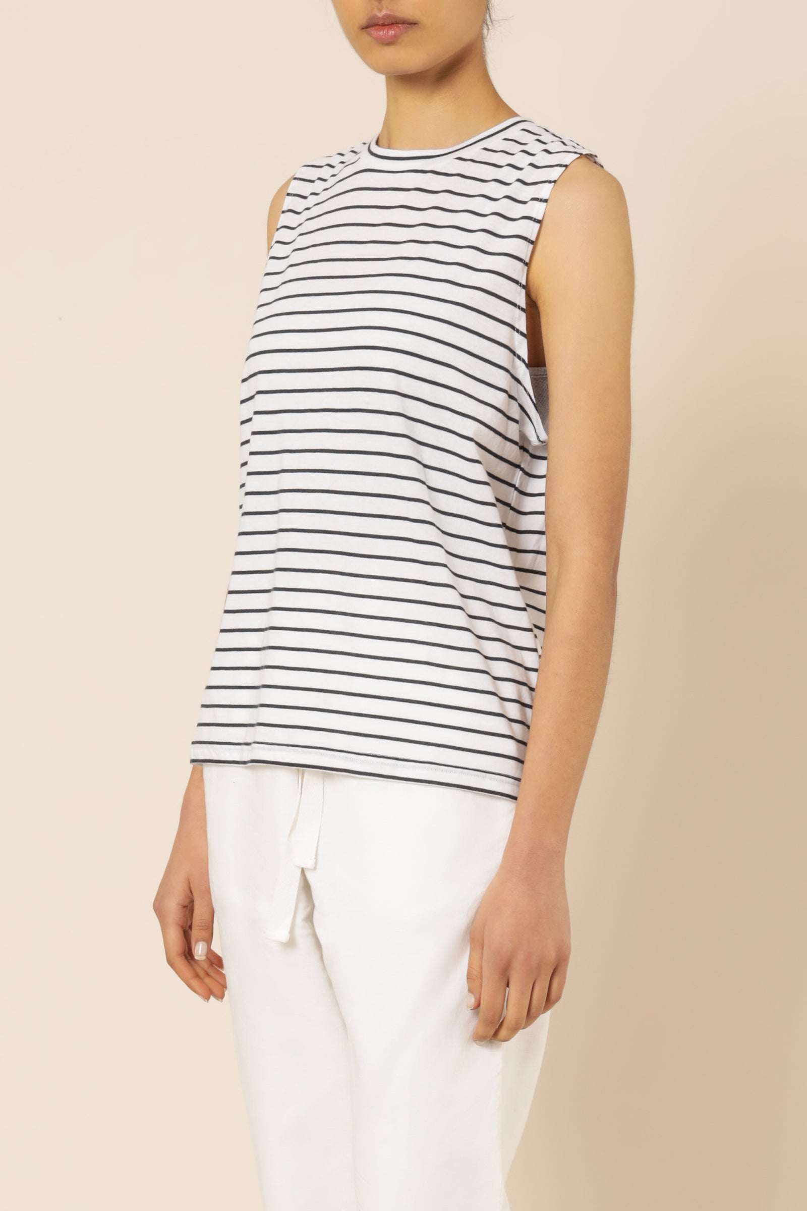 Nude Lucy Keira Organic Muscle Tank Navy Stripe Tees 