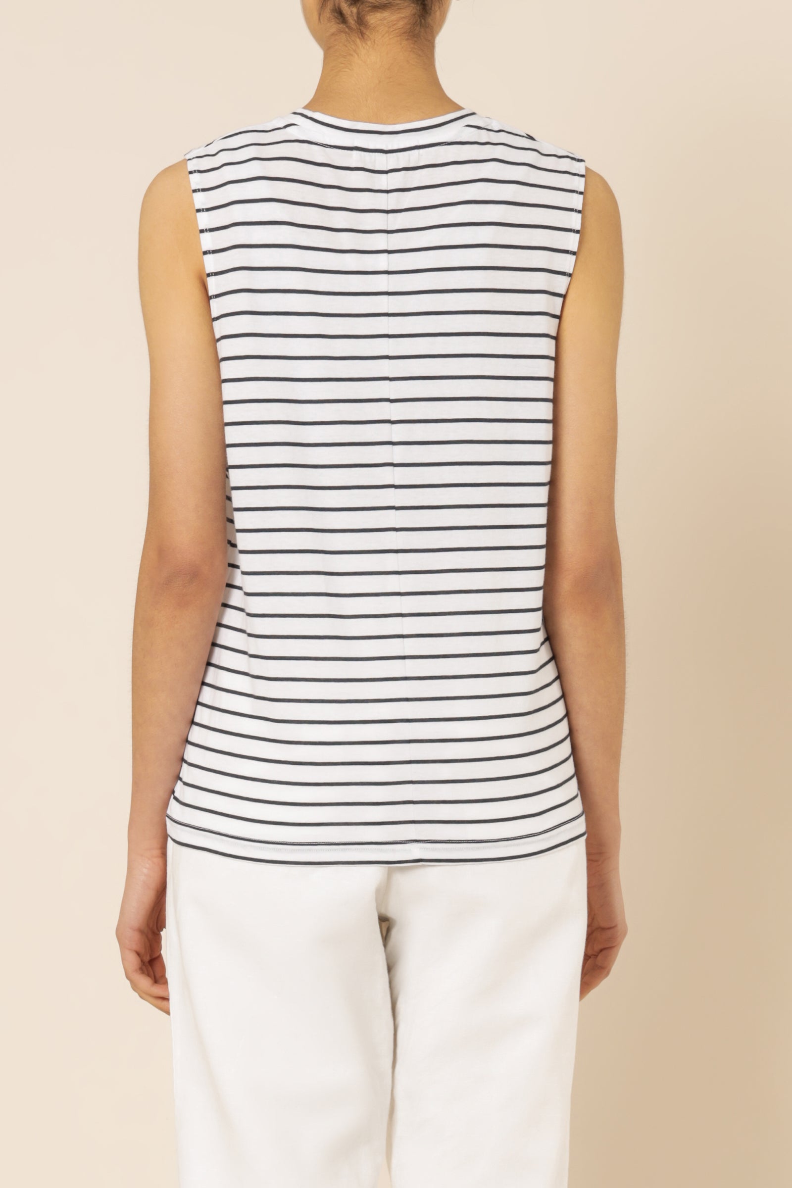 Nude Lucy Keira Organic Muscle Tank Navy Stripe Tees 