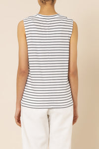 Nude Lucy keira organic muscle tank navy stripe tees