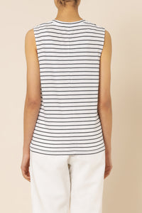 Nude Lucy keira organic muscle tank navy stripe tees