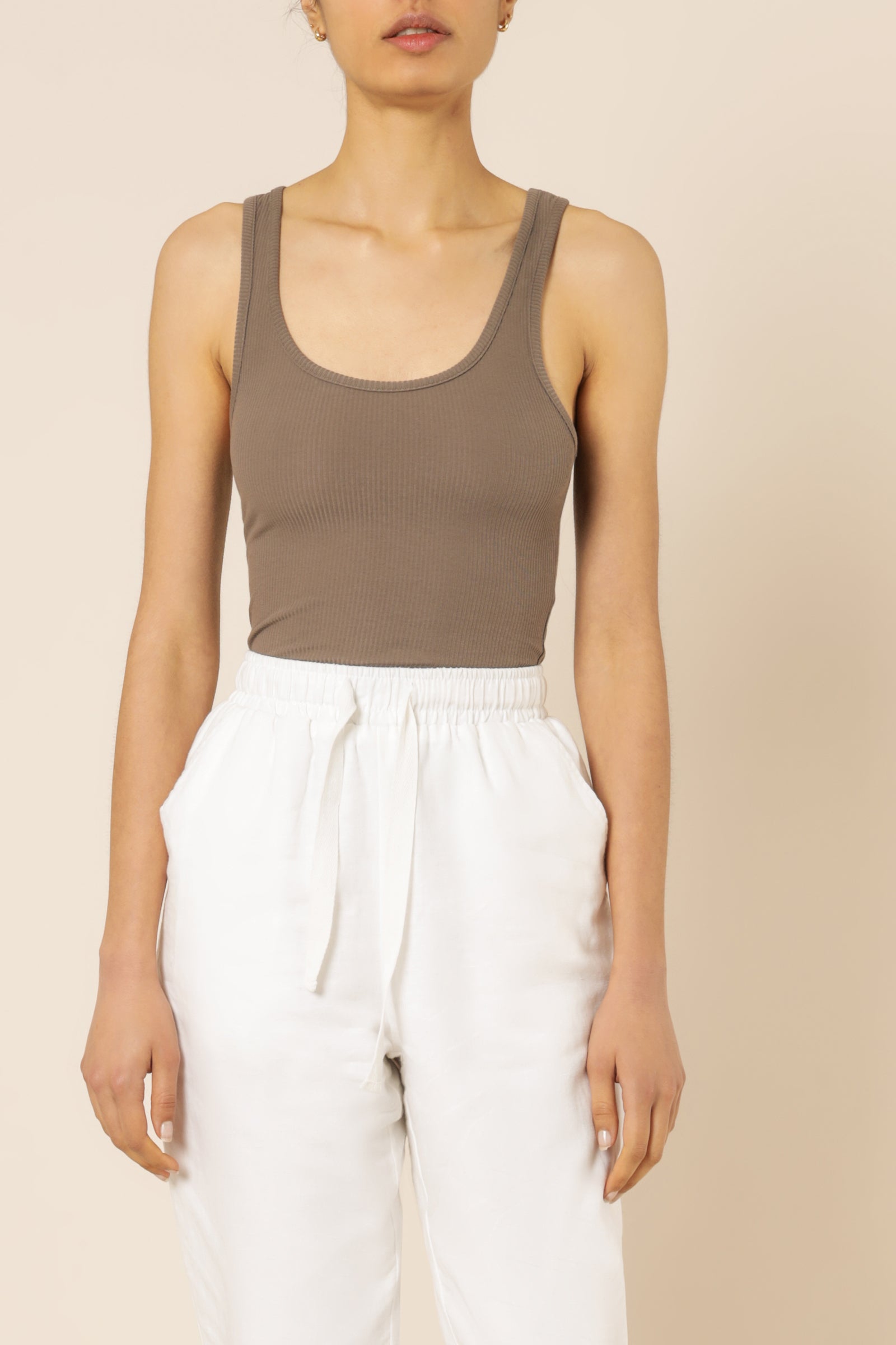Nude Lucy Maya Organic Rib Tank Ash Tees 