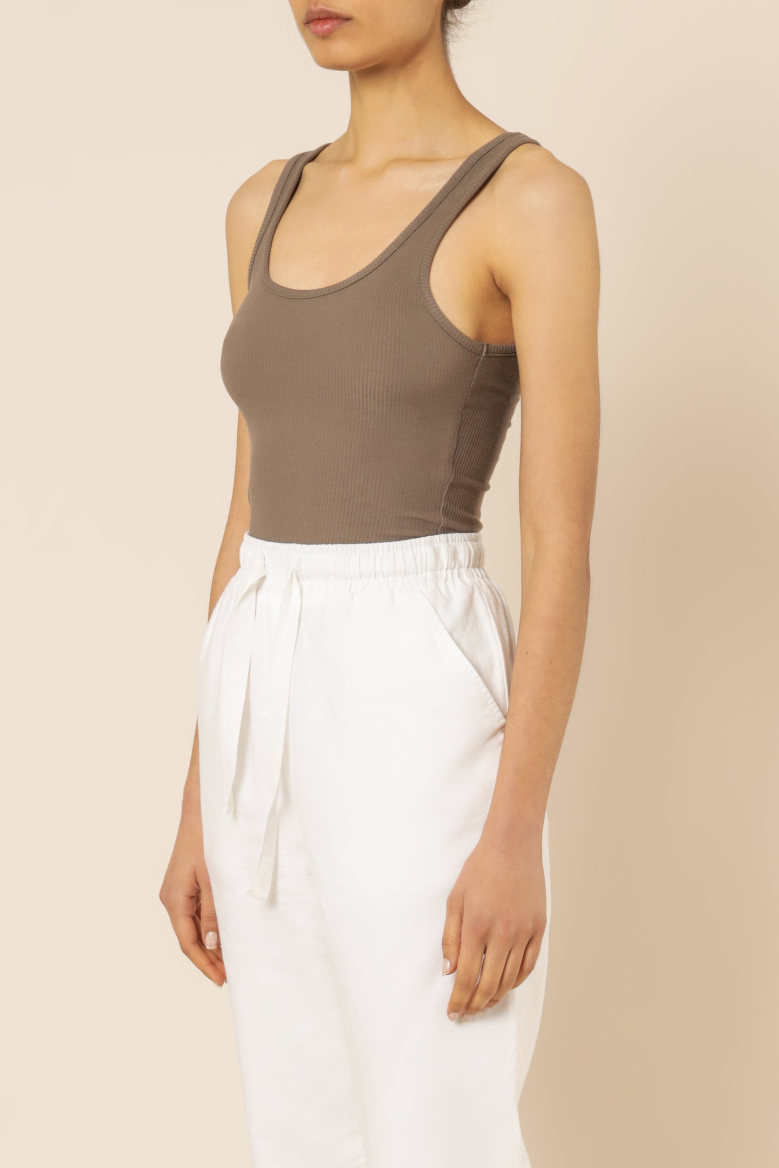 Nude Lucy Maya Organic Rib Tank Ash Tees 