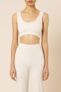 Nude Lucy nude ribbed lounge crop top cream marle top
