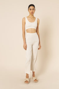 Nude Lucy nude ribbed lounge crop top cream marle top