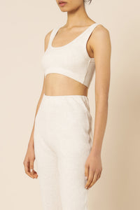 Nude Lucy nude ribbed lounge crop top cream marle top