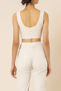 Nude Lucy nude ribbed lounge crop top cream marle top